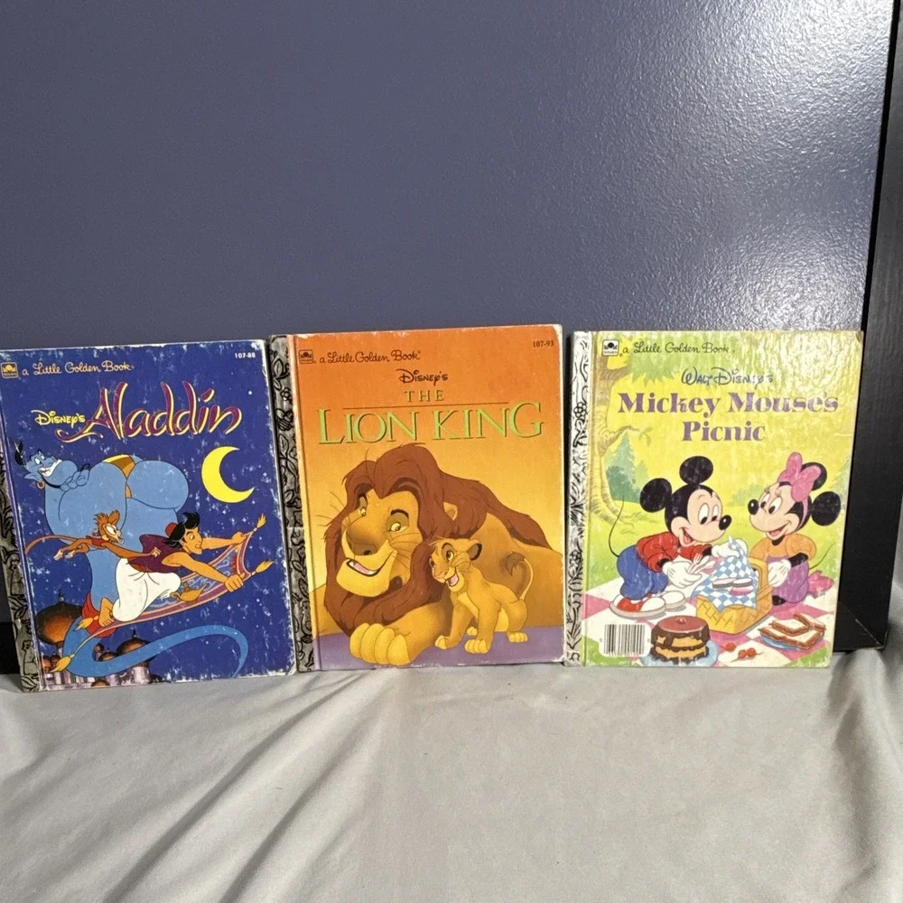 Little Golden Book Disney Lot: Aladdin, The Lion King, Mickey Mouse (1992/1994)